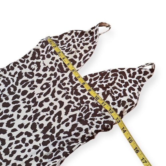 J.Crew Plunge V-neck One-piece Swimsuit in Leopard Size 12 Brown Print Strap - Picture 6 of 9